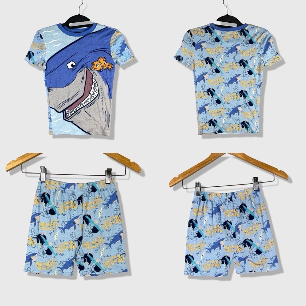 Y2K Disney Store Finding Nemo Pajama Set Kid 10 Blue Shark Bait Pixar Loungewear